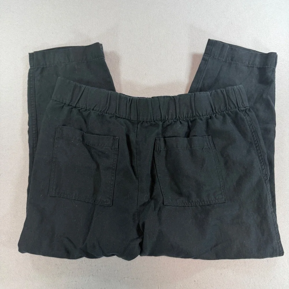 Banana Republic Mens Linen Blend Utility Pants Black Elastic Waist Large